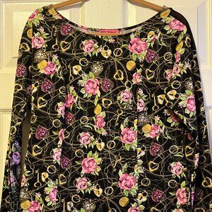 Women's Betsey Johnson SECRET GARDEN Roses Chains Lockets w/Mesh Shoulder Size M